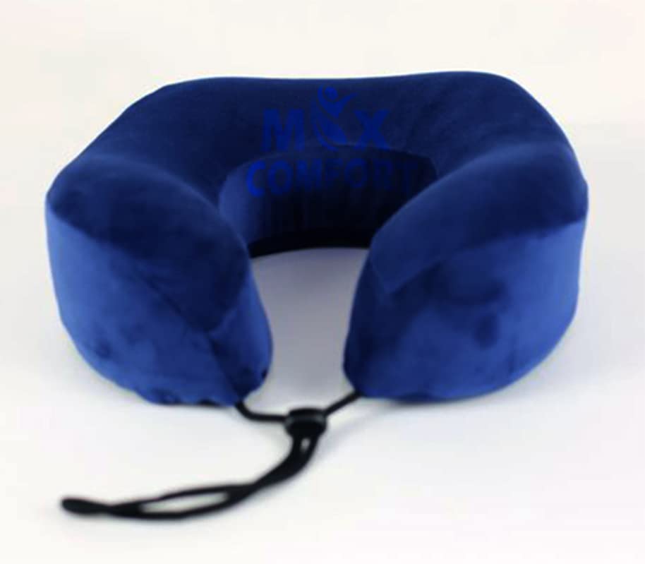 High Travel Pillow Memory Foam American Travel Pillow, Medical Travel Pillow Neck Support Perfect for Reading and Sleeping During Long Travel and Trips (Blue)