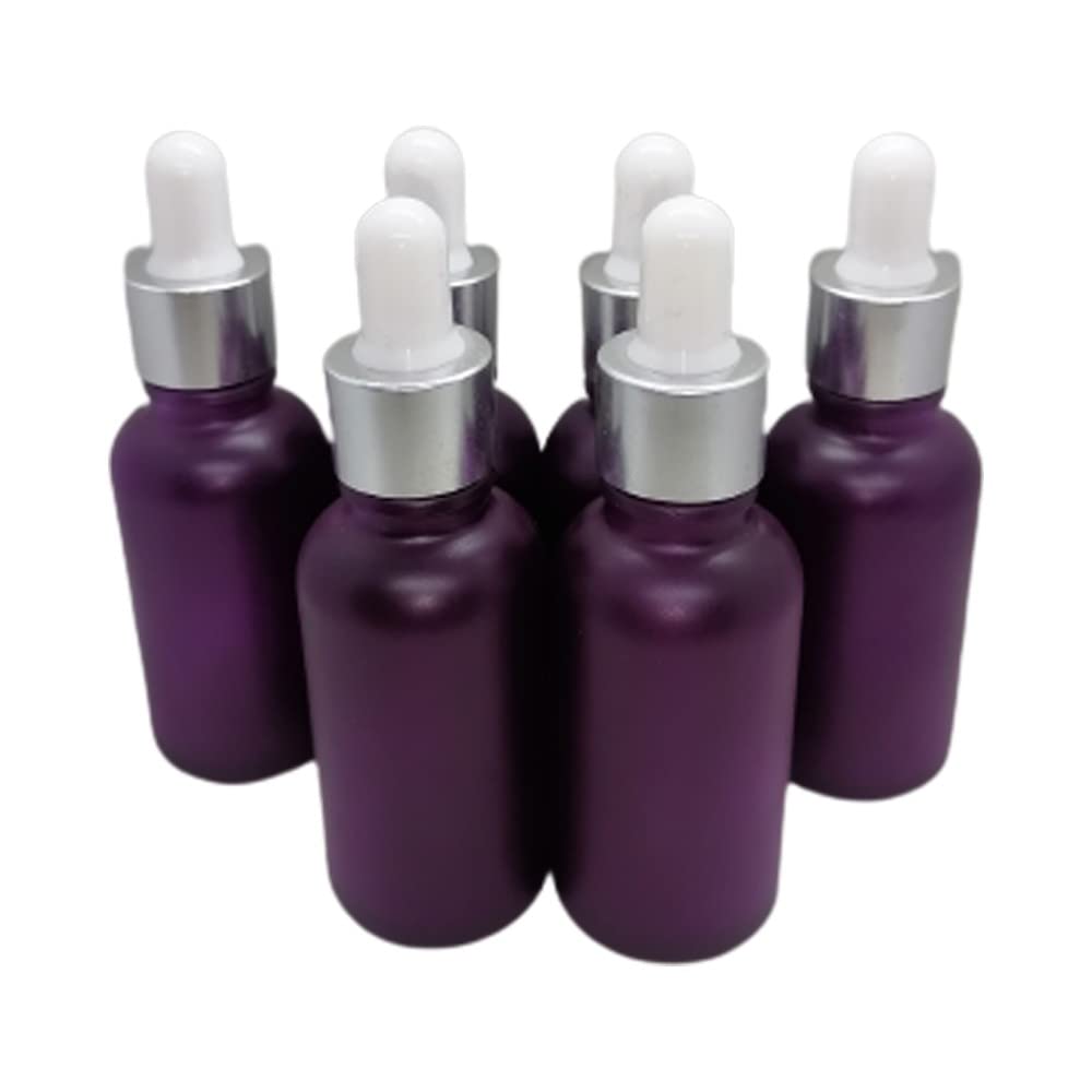 Violet Glass Dropper with Silver Lid 30ml with Sealant (Dropper, 6)