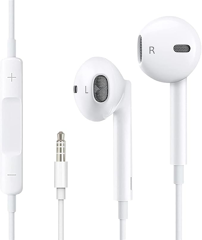 Headphones 3.5mm Lightweight Cable Microphone Volume Control for iPhone iPod iPad MP3 Huawei Samsung Wired In-Ear Headphones White