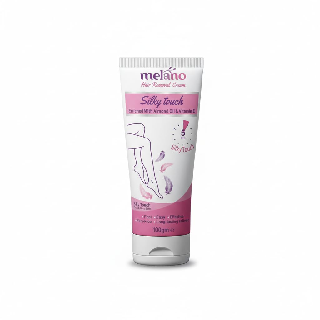 MelanoPharma Hair Removal Cream, Silky Touch, Enriched with Almond Oil & Vitamin E, Fast Acting in 5 Minutes, 100gm