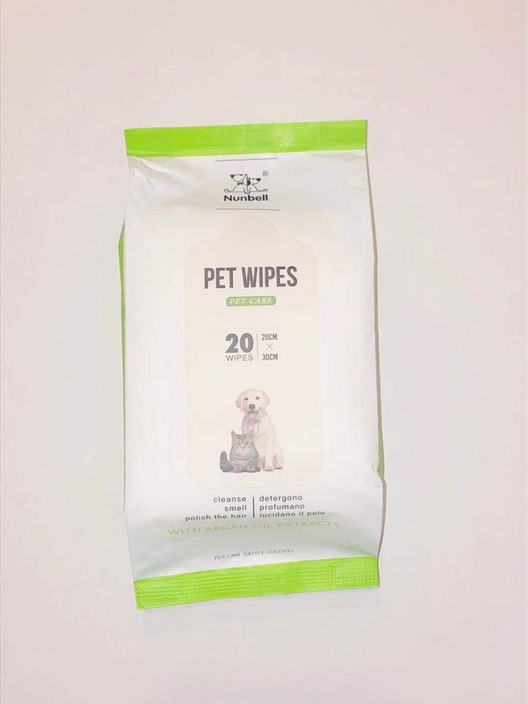 Nunbell Pet Wipes for Cats & Dogs 20 Wipes 20cm X 30cm