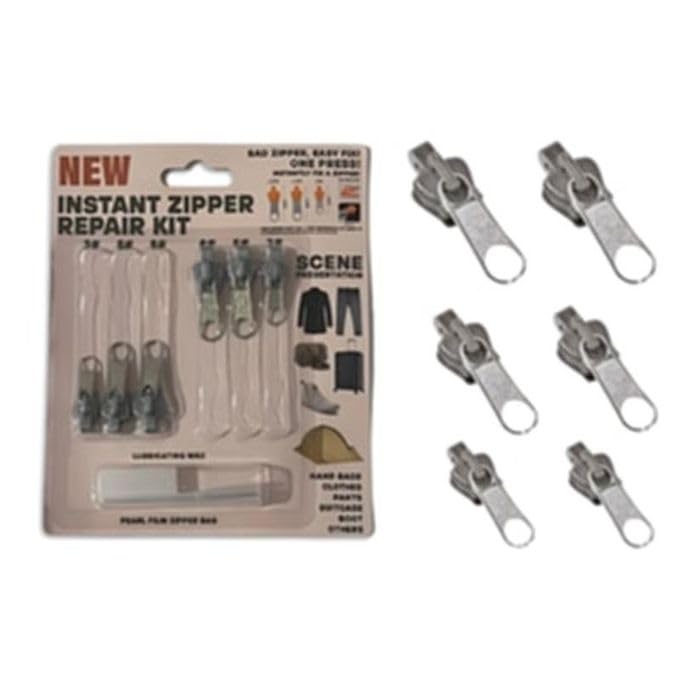 Rana Store Premium Zipper Repair Tool Kit - Multiple Tools for Quick and Effective Fastener Maintenance and Repair for More Convenience (1 Card 6 Pieces, Grey)