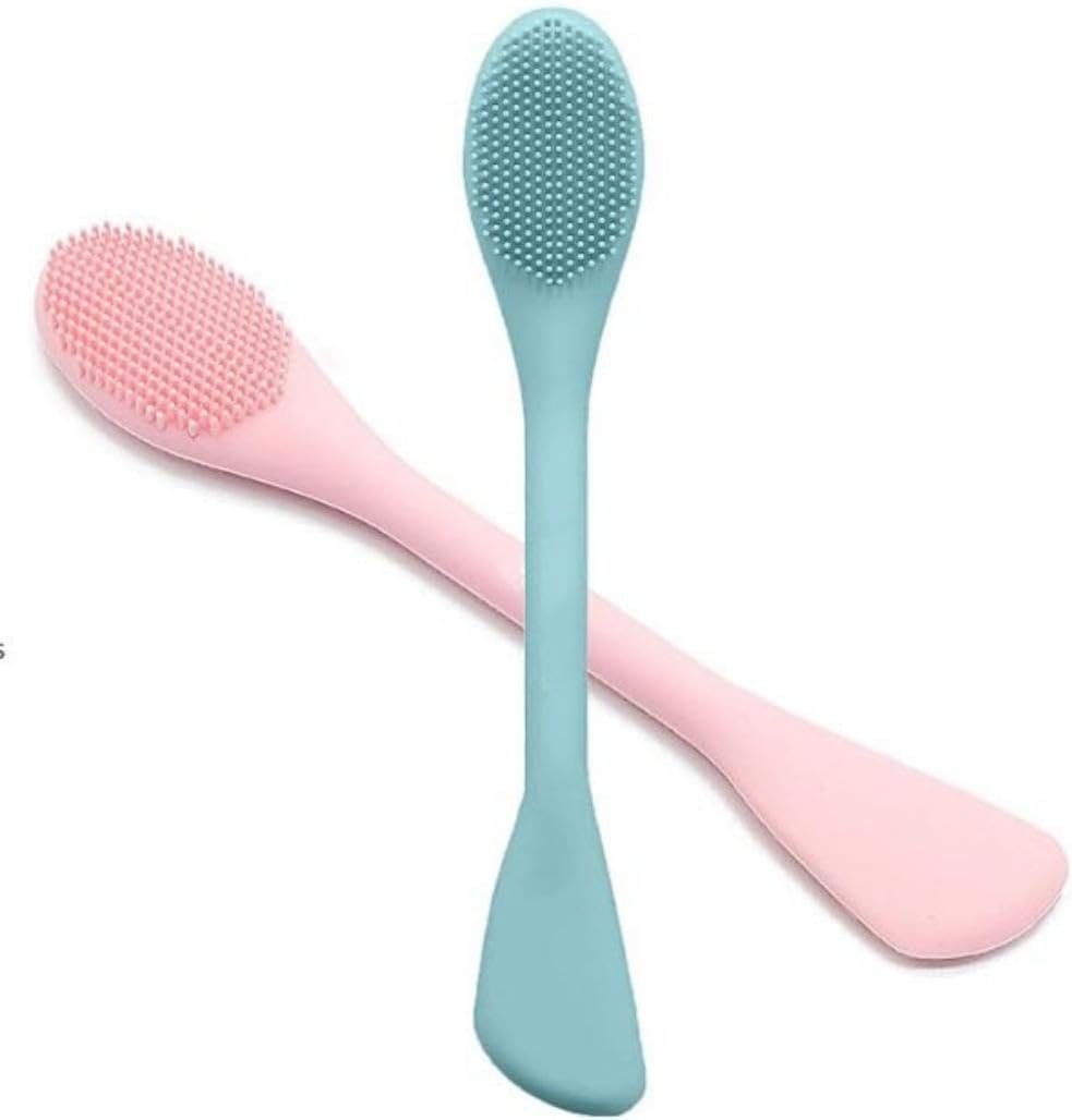 Face Brush and Soft Manual Silicone Facial Cleansing Brush,2 Pcs 2-IN-1 Mild Face Wash Scrubber, Facial Applicator Brushes for Applying Facial or DIY Makeup Tool