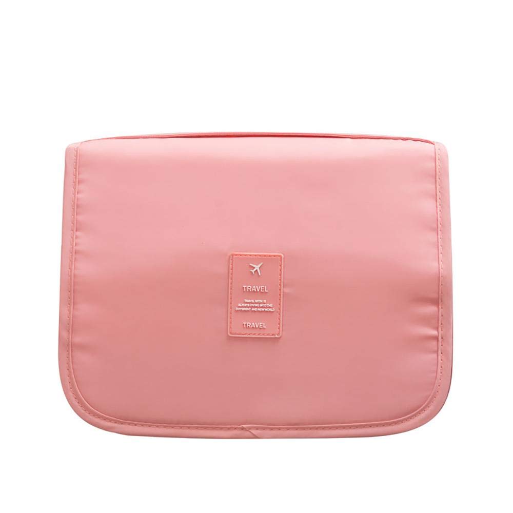 Pink Useful Hanging Toiletry Bag Foldable Handbag Large Capacity Cosmetic Bag Makeup Bags Travel Storage Bag Organizer for Men & Women with Sturdy Hook