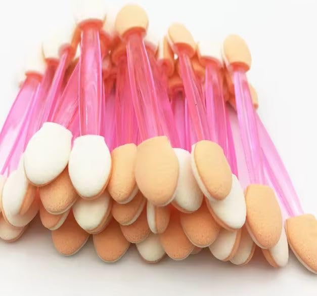 Dual-sided eyeshadow sponge for use with eyeshadow brushes, makeup brushes 10 pcs (pink)