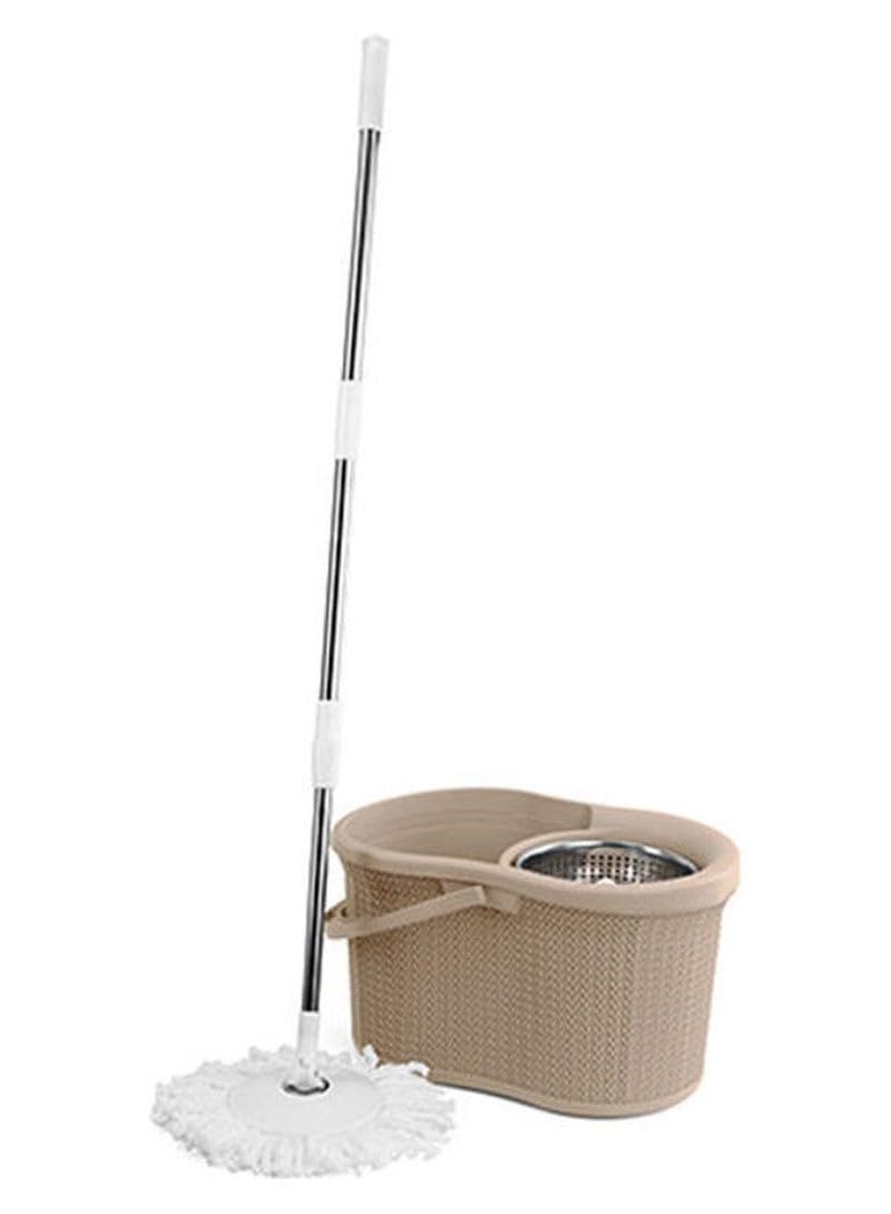 Helal & Silver Star Palm Bucket with Spin Metal Wringer Beige