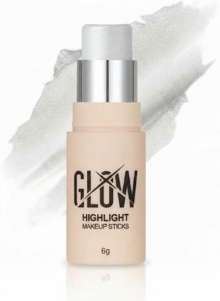 Highlighter Makeup Stick GLOW, Cream Glow Shimmer for a Radiant Finish, Easy to Blend & Long-Lasting Highlight Make Up for Face Eyes Lips (N1)