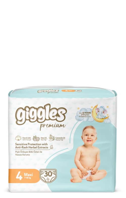 Giggles Baby Diapers 30-Pieces Twin Pack, Size 4