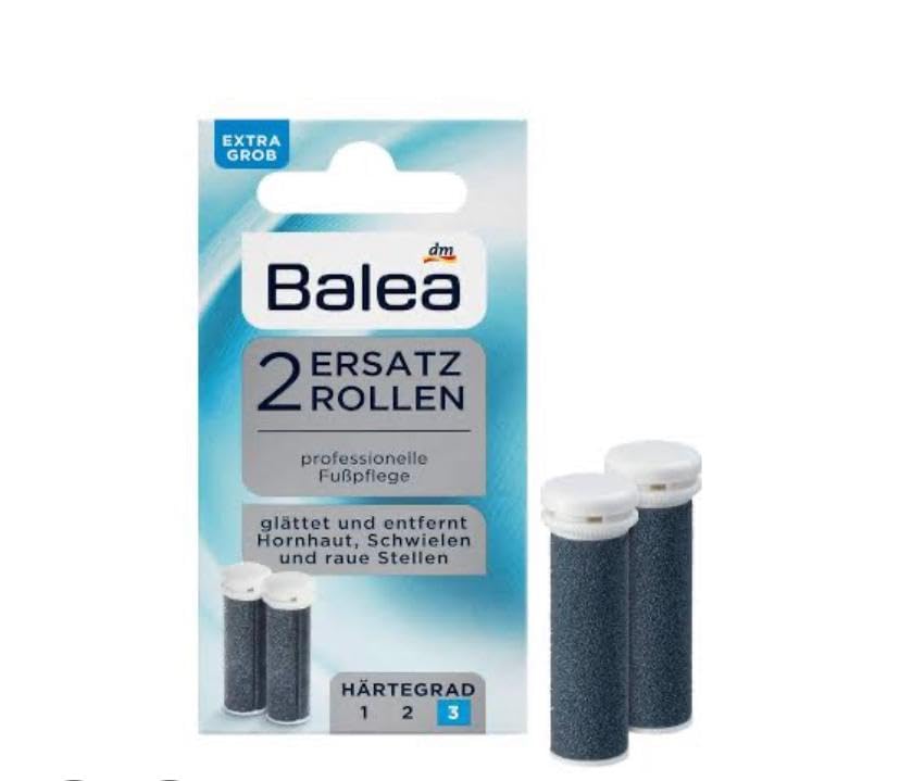 Balea replacement rolls callus remover (level 3) extra coarse, 2 pcs,New Wet & Dry treatment rollers,Gray mineral rolls,Against strong calluses
