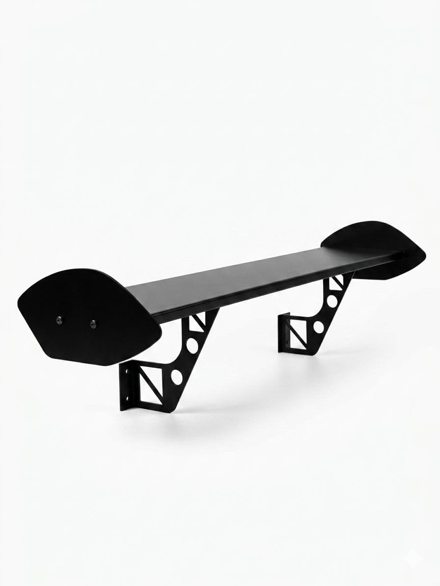 Premium metallic GT3RS Car Spoiler Shelf – Racing Inspired Floating Wall Shelf for Car Lovers – Modern Automotive Room Decor – (Black Edition)