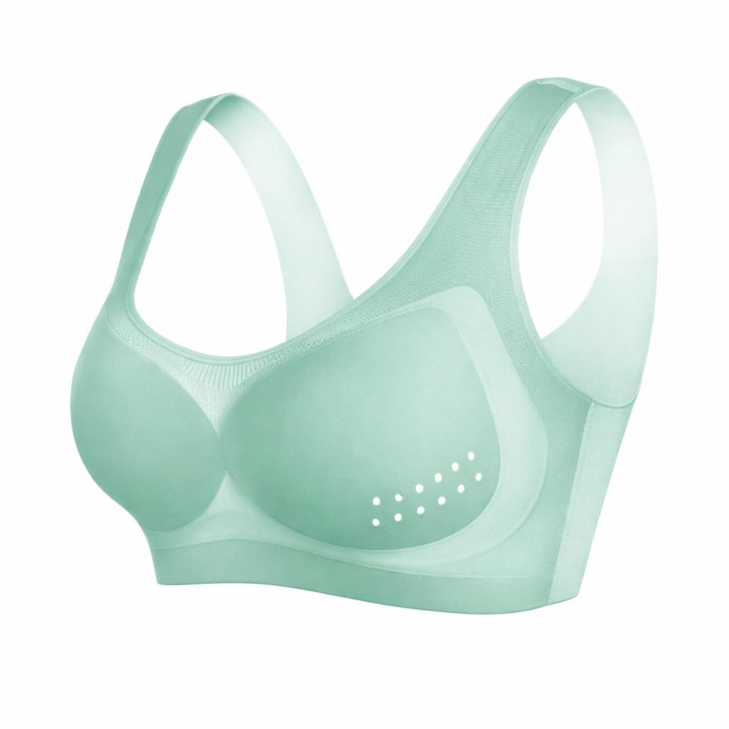 Women's Seamless Ice Silk Bra – Removable Cup Design with Breathable Elastic Mesh Material, Wireless for Comfortable Natural Support, Stylish Firm Back, Light and Soft for Workout