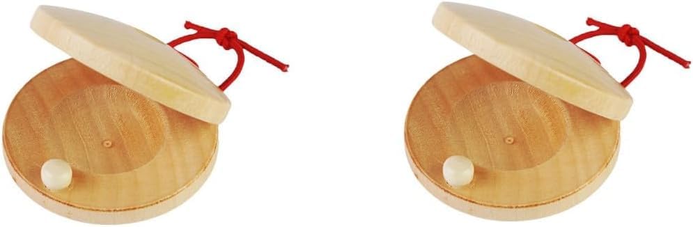 2 Pcs Wooden Castanet, Percussion Instrument - Hand Finger Castanets, Wood Castanets Classroom DIY Rhythm Music Musical Instrument Folk and World Hand Percussion