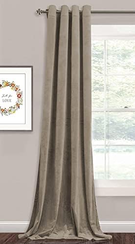 Elegant Velvet Curtains Thermal Insulated Curtains for Living Room,steel Grommets,1 panels Cafe 140W x 270L CM