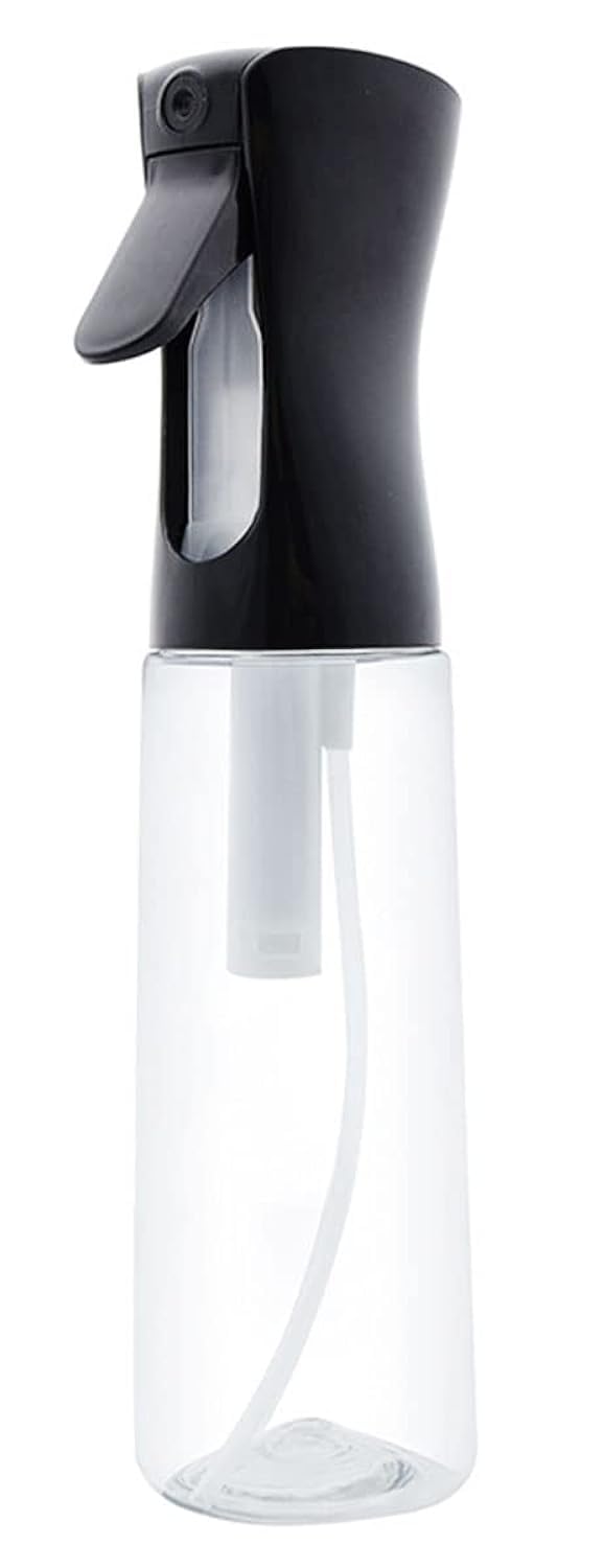 ECVV Continuous Spray Bottle Plastic Empty Hair Mist Sprayer Ultra Fine Water Mister for Hairstyling Cleaning Salons Plants Pet Care (300ml, Transparent Black)