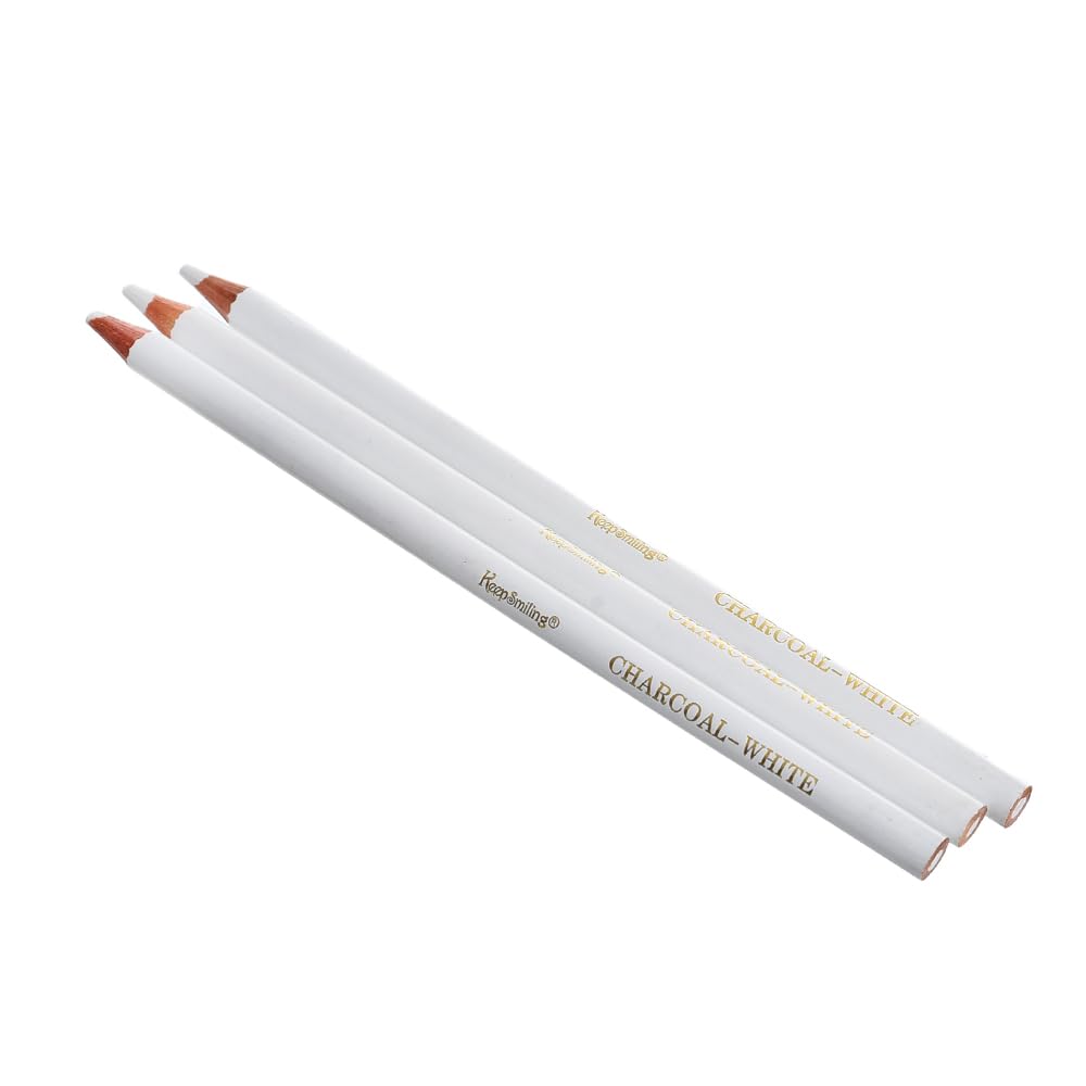 keep smiling Maayergy HS-20_TB-1010 Set Of 3 Pieces Of White Charcol Pencil With Durable Material, Suitable For School And Home