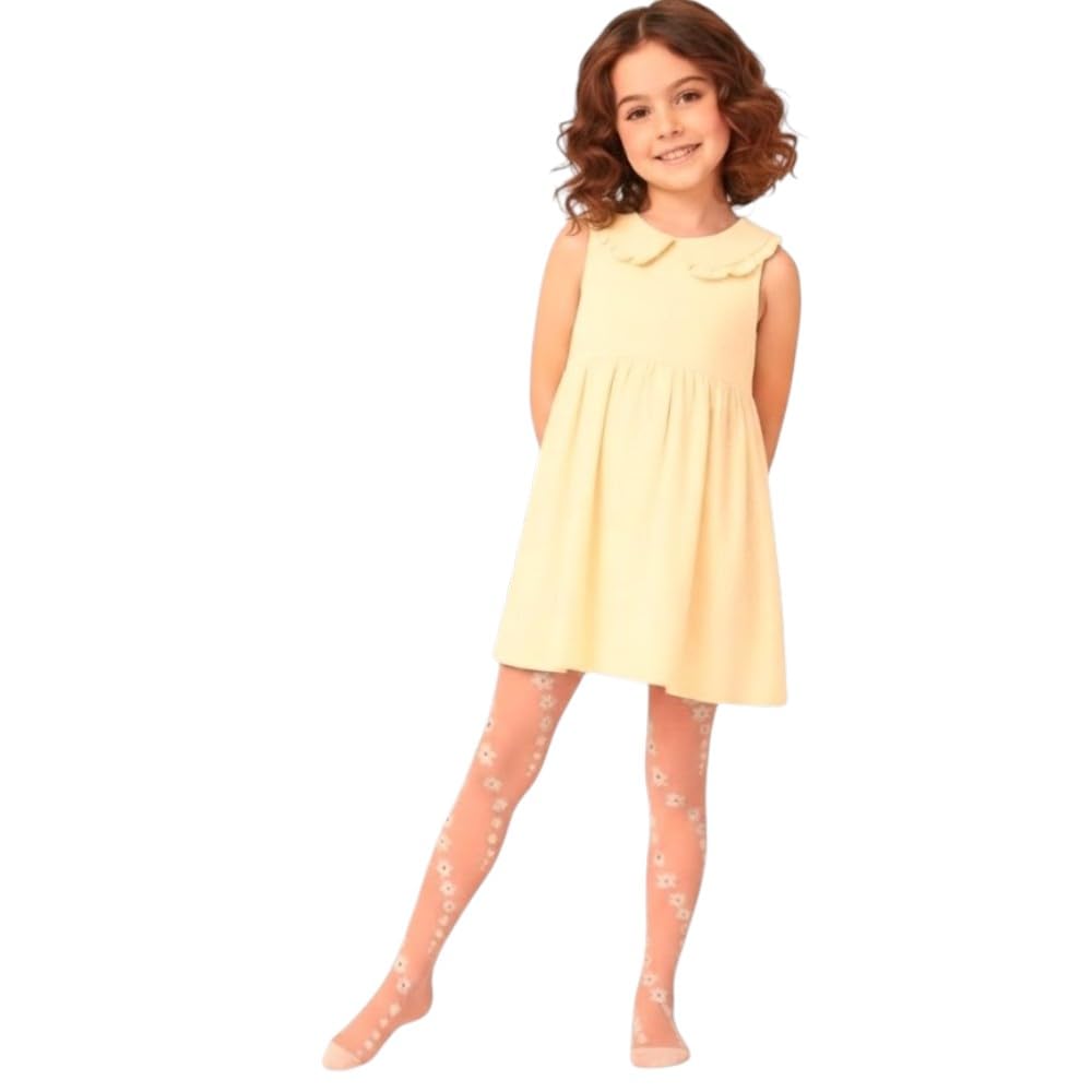 Ghils Girls Crystal Patterned Transparent Sock Trousers, 20 Dana, 70% Polyamide & 30% Lycra