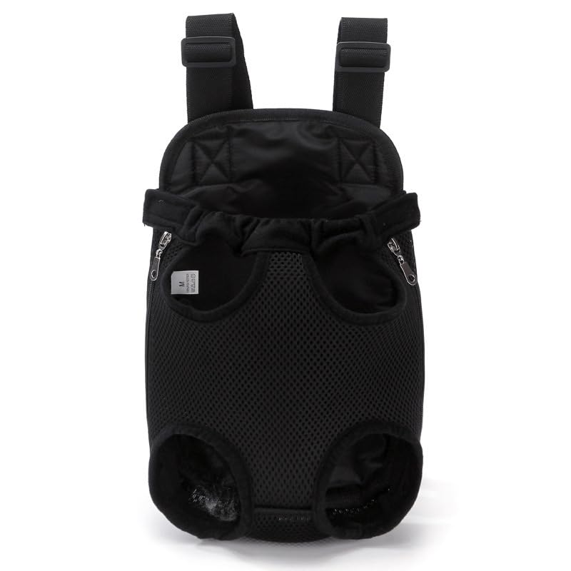Pet Carrier Backpack, Mesh Front Adjustable Shoulder Straps, Breathable Travel Bag for Cats and Small Dogs-M Size, Black