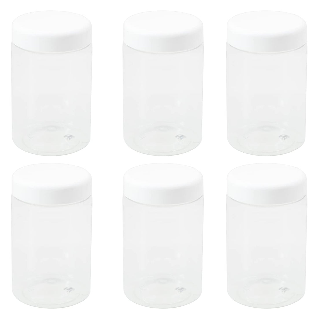 10 Pieces Plastic Jars - White Clear Size 300ml - Diameter 6 Centi - White Lid and Plastic Medicine - High Quality and Healthy Refill Storage Jar - By Funoni (White)