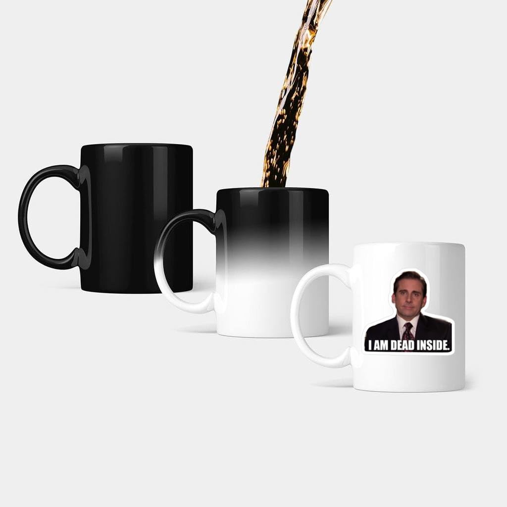 Ceramic Mug - Heat Reveal Mug Temperature Heat Sensitive Change Magic Mug Heat Reactive Change Color Changing Ceramic Coffee Cup - I am Dead Inside -MD893