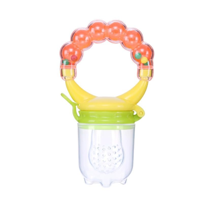 Fruit Feeder Pacifier - Silicone Fruit Pacifier Feeder, Teething Bite Trauner, BPA Free, Anti-choking with Dust cover & stand, Eating Utensils and Feeding Vegetable Food (Orange)