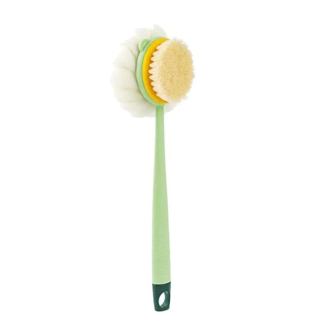 Long Handle Body Rubbing Shower Brushes, Dry And Wet Double-Sided Body Massage Exfoliating Tool, Long Handle For Easy Back Friction, Body Exfoliator For Bath Or Dry Brush (Green Flocking)