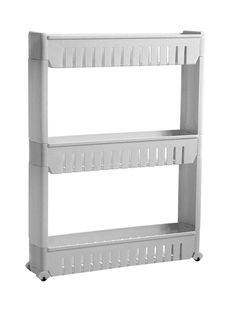 Generic Kitchen Turbo Trolley Organizer 3-Shelf White Plastic Cart