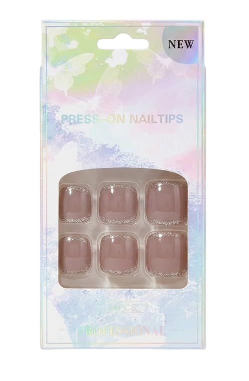 24pc foot Toenail False Nails Full Cover Artificial Natural Square Toe Nails Acrylic Nail Tips 10 Size French Style for Women Girls Salon Nail Art DIY (N003)