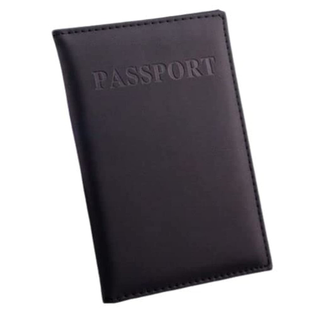 Travel Passport ID Card Cover Holder Case Faux Leather (Black)