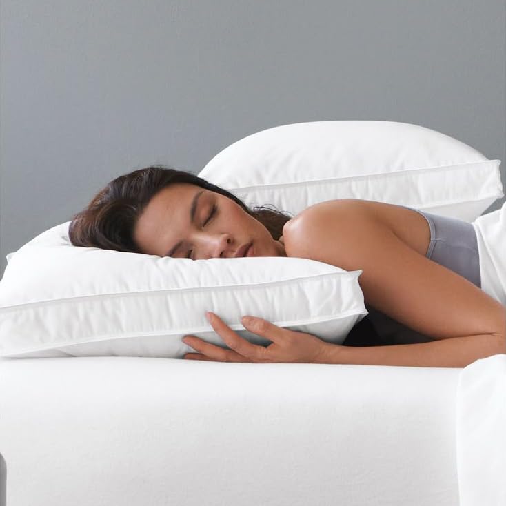 Premium Hotel Microfiber Pillow, White, 50x70 cm, 1500g Fill Weight, Soft Support for Side and Back Sleepers