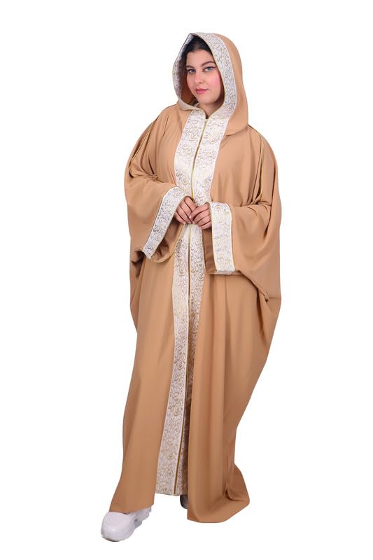 FOUR TEEN Women's Arabic Embroidery Chiffon Moroccan Outerwear Abaya Free Size