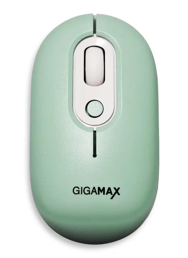 GIGA-MAX G1300 Wireless Mouse, Dual Mode 2.4GHz and Bluetooth 5.0, Rechargeable via USB-C, Adjustable DPI, Mint Green, Sky Blue, Black (GREEN)