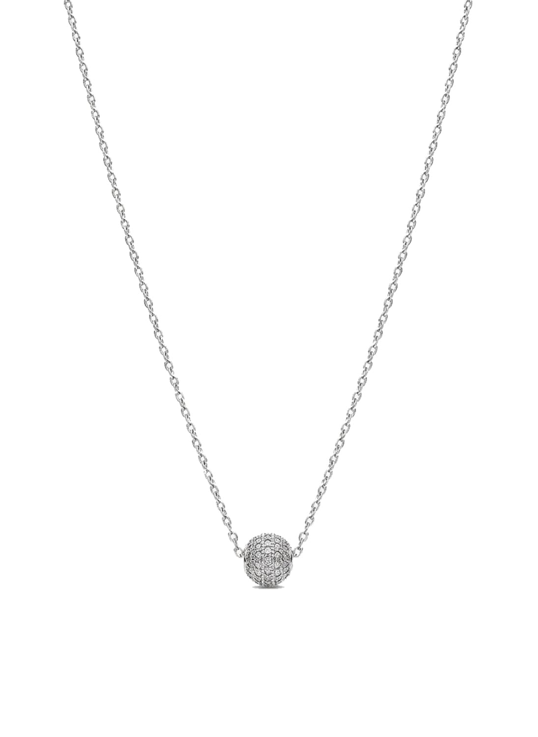 Julia Store 18K White Gold Plated Stainless Steel Aesthetic Exquisite Luxury Elegant Dainty Cute Trendy Elegant Full Diamond Crystal Ball Sparkle Colla Pendant Necklace for Women Jewelry Gift