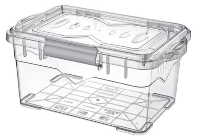 Reusable container box BPA free food storage container airtight seal lid & clips dishwasher & freezer safe transparent/grey. 5 liter