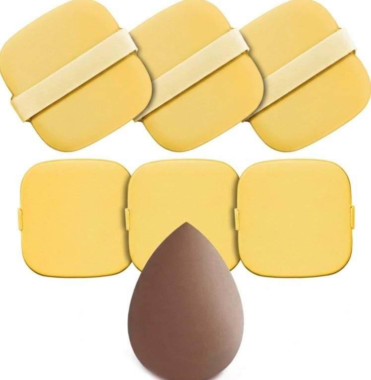 7 Set Makeup Puff, Face Soft Square Powder Puffs, Suiatble for Loose Powder Mineral Powder Beauty Tools+ 1PC SPONGE MAKEUP