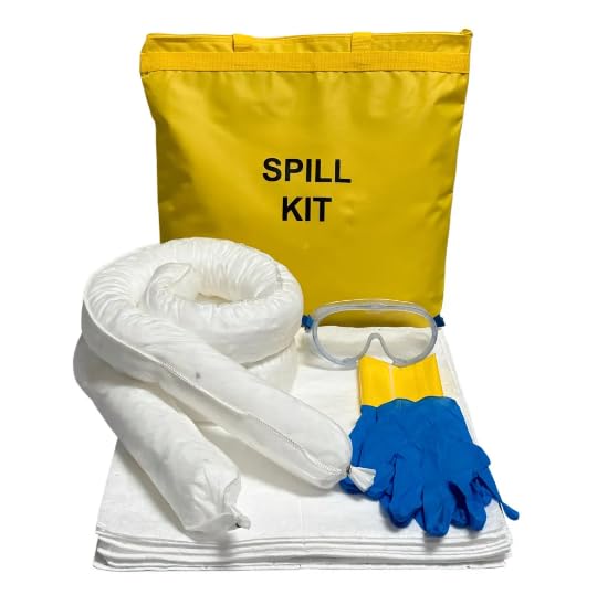 Spill Kit, Oil Absorbent 26L, Yellow Bag, Includes Safety Goggles, Gloves, Absorbent Pads, Socks