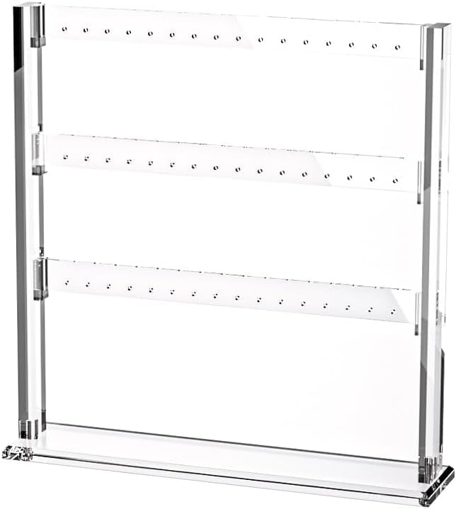 Best Media 3 Layer Acrylic Earring Holder Stand, Clear Tabletop Jewelry Easel Display, Organizer Rack for Home Dressing Table and Store Counter
