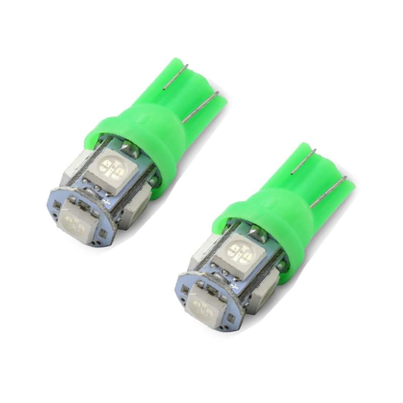 KaberMisr 2020 2020 LED Interior Light Kit Wedge Base T10 Wedge Base Automotive Side Marker Lights Replacement Bulbs for Car License Plate Light (Green Light, 5 LED, 2 Pieces)