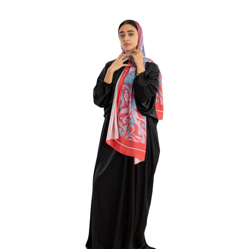 ART MOOD HOME Prayer Wear Satin - Isdal Al-Hedaya Fuchsia & Turquoise - Black Isdal Only One Size