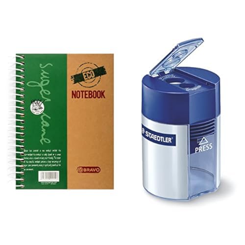 Bravo Stationery Bundle: Sasco Eco Notebook A5 + Staedtler Double-hole Pencil Sharpener