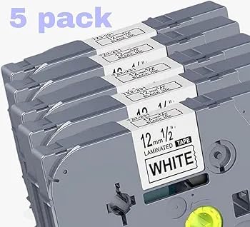 Compatible Laminated Label Tape Cartridge TZ-231 12mm Black on White(package 5 pieces) for Brother Label Printer P-Touch