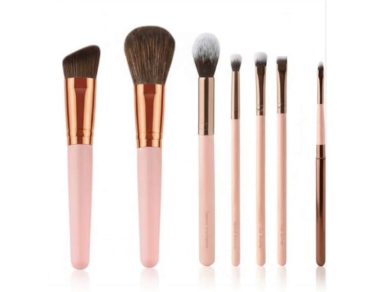 Makeup Brushes Makeup Brush large Set 7Pcs, Premium Synthetic Foundation Concealers Powder Blush Blending Makeup Brush Set Face Eye Shadows Angled Eyeliner-pink-with cover bag