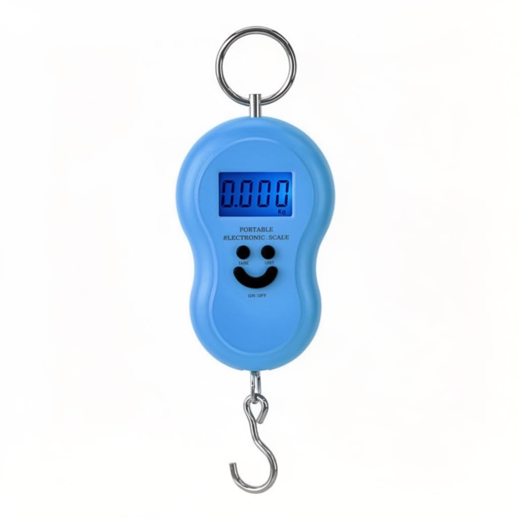 Luggage Scale Digital Portable Hanging Scale 50 Kg with Backlit LCD Display Hook Electronic Travel Suitcase Weight Scale for Home and Travel (Blue)