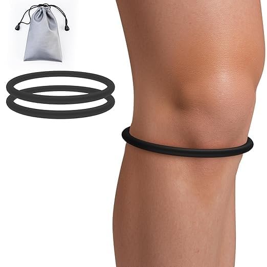 2PCS Patellar Tendon Support Strap for Knee Pain Relief, Keen Bands for Basketball, Running,Soccer and Hiking, Silicone(Black)