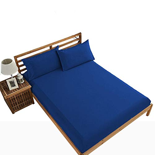 tigers trade lines Single Size, Cotton,Solid Pattern, Blue - Fitted Sheets