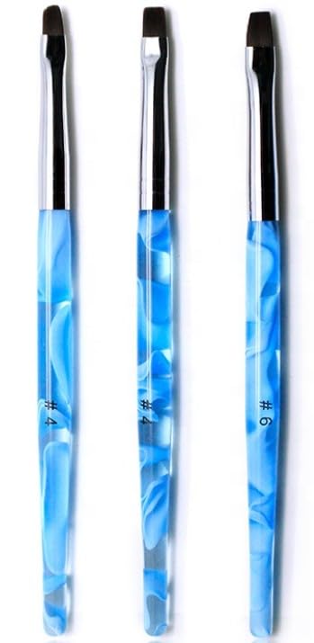 3pcs Nail Polish Clean up Brush, Nail Pen Painting Tools Nail Remover Brush for Nail Art Design & Polish Mistake Cleaning-BLUE