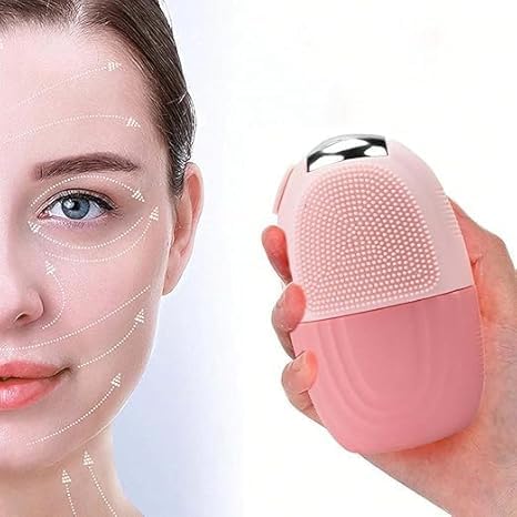 Plan A Ice Roller for Face, 3 in 1 Reusable Face Massage Roller with Shiny Metal Roller, Skin Tightening and Toning Tool with Brush for Cleansing Skin, Makeup Brushes, Puffy Eye Bags Remover