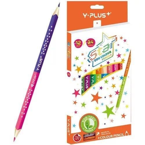 Y-Plus Colored Pencils and Star Sharpener Set 12/24-Pieces