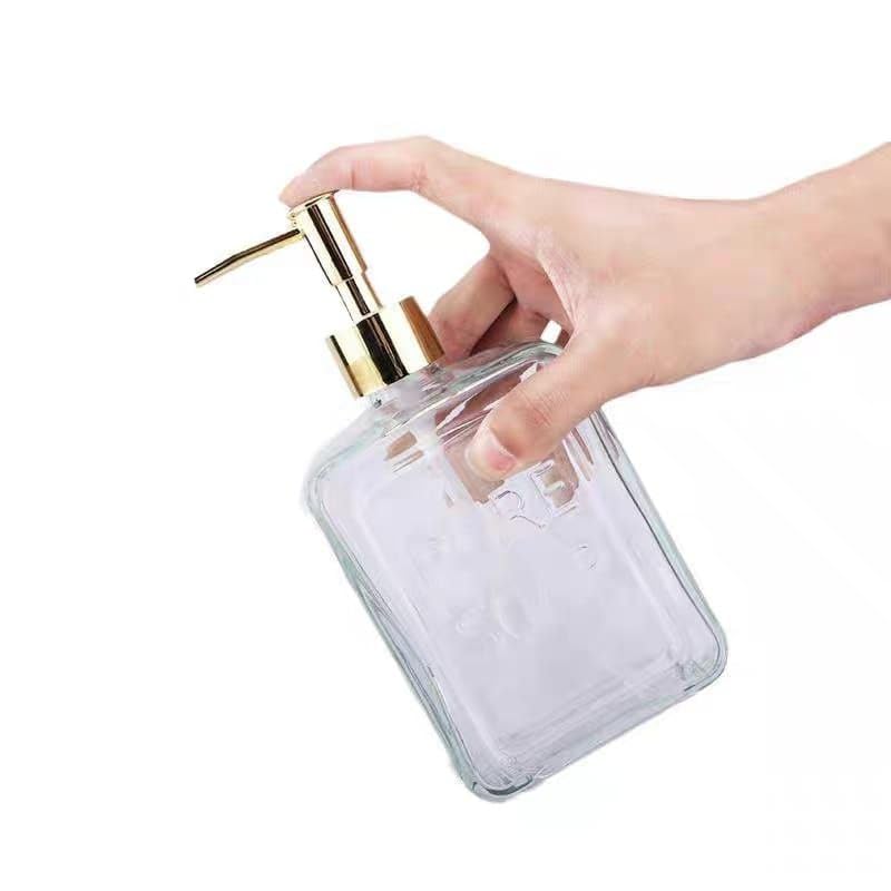 Generic Glass Soap Dispenser with Gold Pump, Multi-Purpose Liquid Dispenser for Hand Soap, Dish Soap, Lotion .db