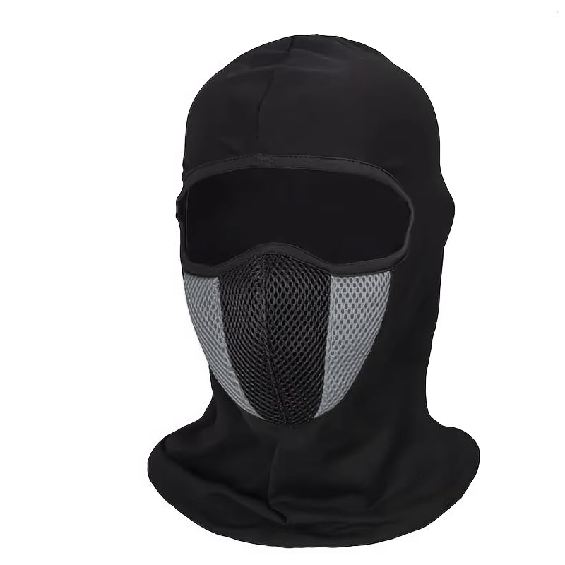 CaperTrade Full Face Neck Gaiter Balaclava Cotton Windproof Cycling Gear Outdoor Cycling Gear (Balaclava Scarf, 1 Piece, Black Mesh Grey, Code:9395) - KaberTrade
