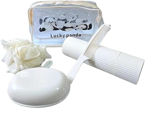 Travel Shampoo and Soap Organizer Bag with Loofah and Comb - Complete Shower Set for Trips.